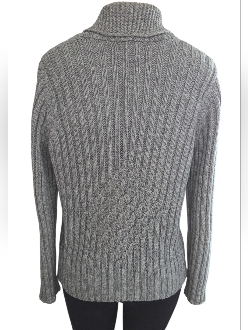 Lands’ End Women’s Gray Cable Knit Shawl Collar Cardigan Sweater Size S/P - Picture 4 of 6
